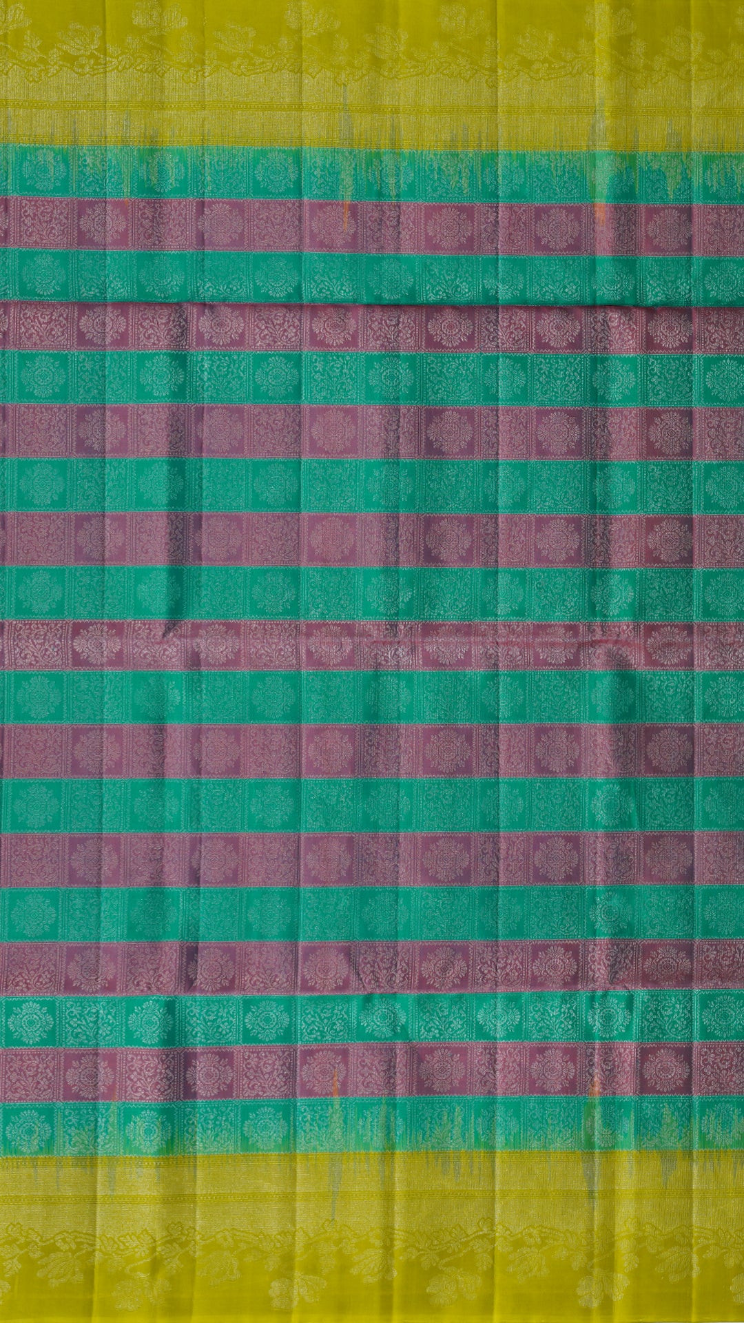 Dual Colour Soft Pattu Saree with Green Silver Zari Border