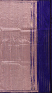 Navy Blue Banaras Saree with Half & Half Design