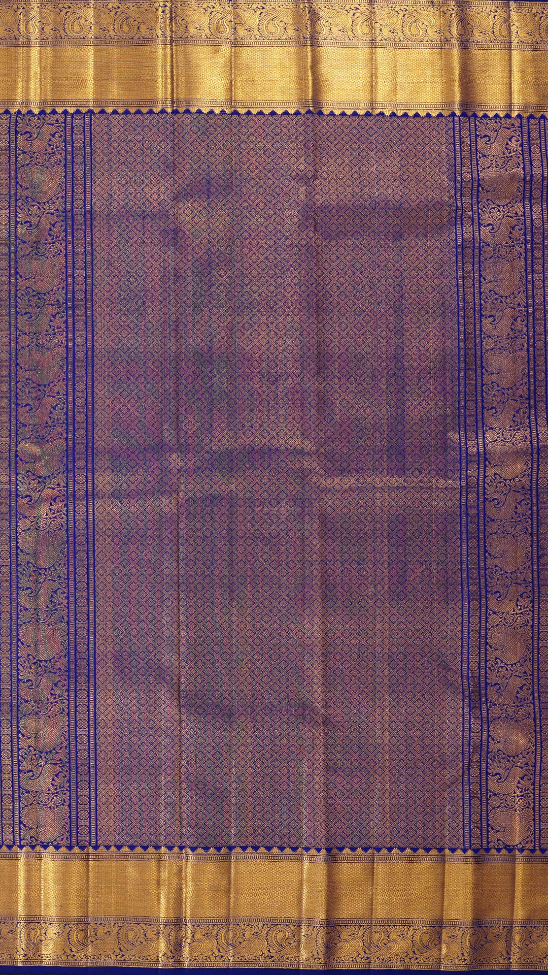 Orange Kanchipuram Silk Saree with Navy Blue Pallu