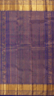 Orange Kanchipuram Silk Saree with Navy Blue Pallu