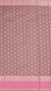 Mauve Kanchi Pattu Silk Saree with Medium Silver Contrast Bentex Border