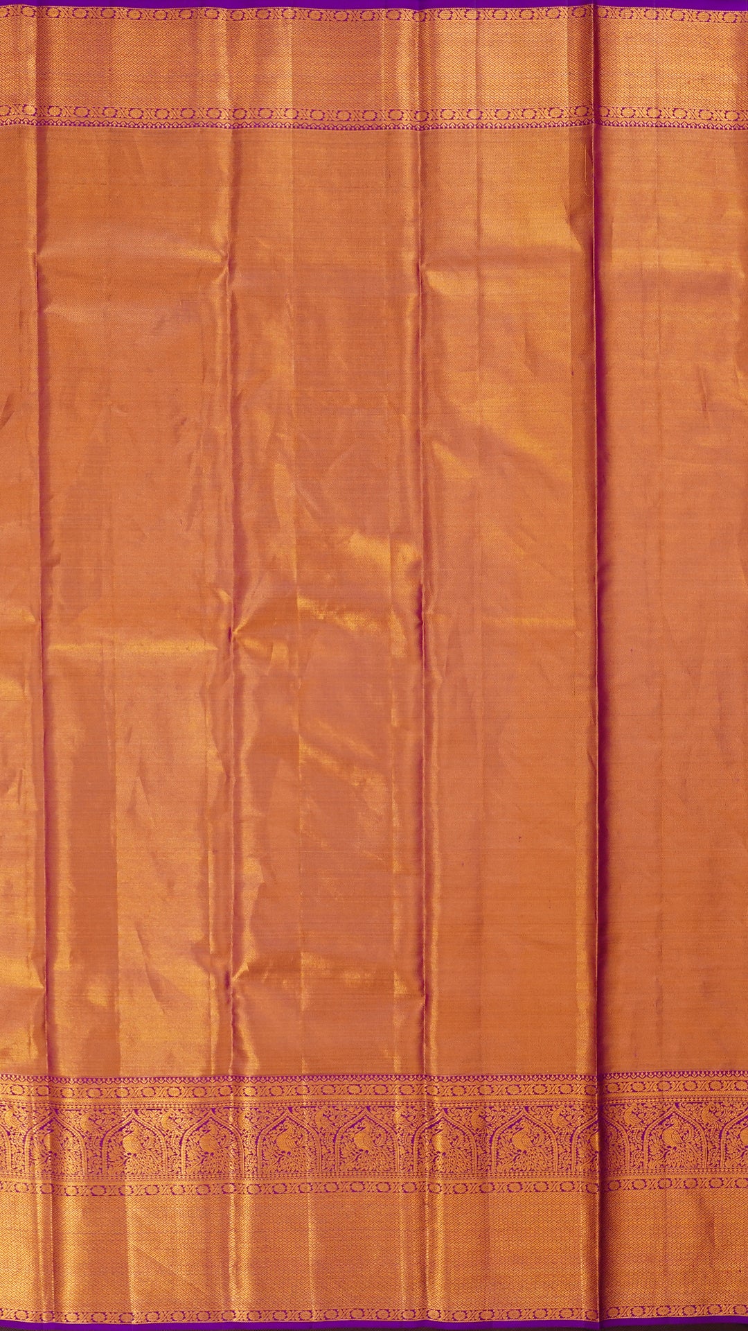 Golden Red Kanchipuram Saree with Purple Pallu