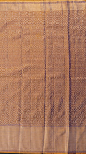 Golden Saree with Ink Blue Border and Elephant Design.