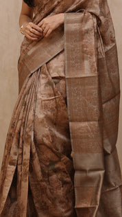 Mauve Jute Silk Saree with Printed Buttis Design