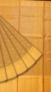 Light Olive Kanchipuram Saree with Zari Border