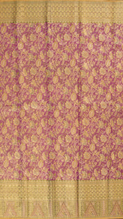 Purple Kanchipuram Saree with Geometric & Floral Design