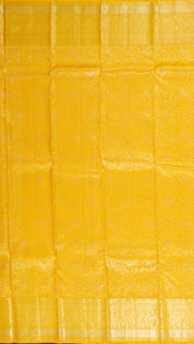 Mustard Yellow Kanchipuram Silk Saree with Zari Border | Traditional Medium Border Saree