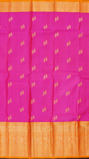 Bright Pink Kanchipuram Saree with Zari Border