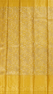 Golden All Over Silver Zari Kanchi Pattu Saree with Self Tissue Border