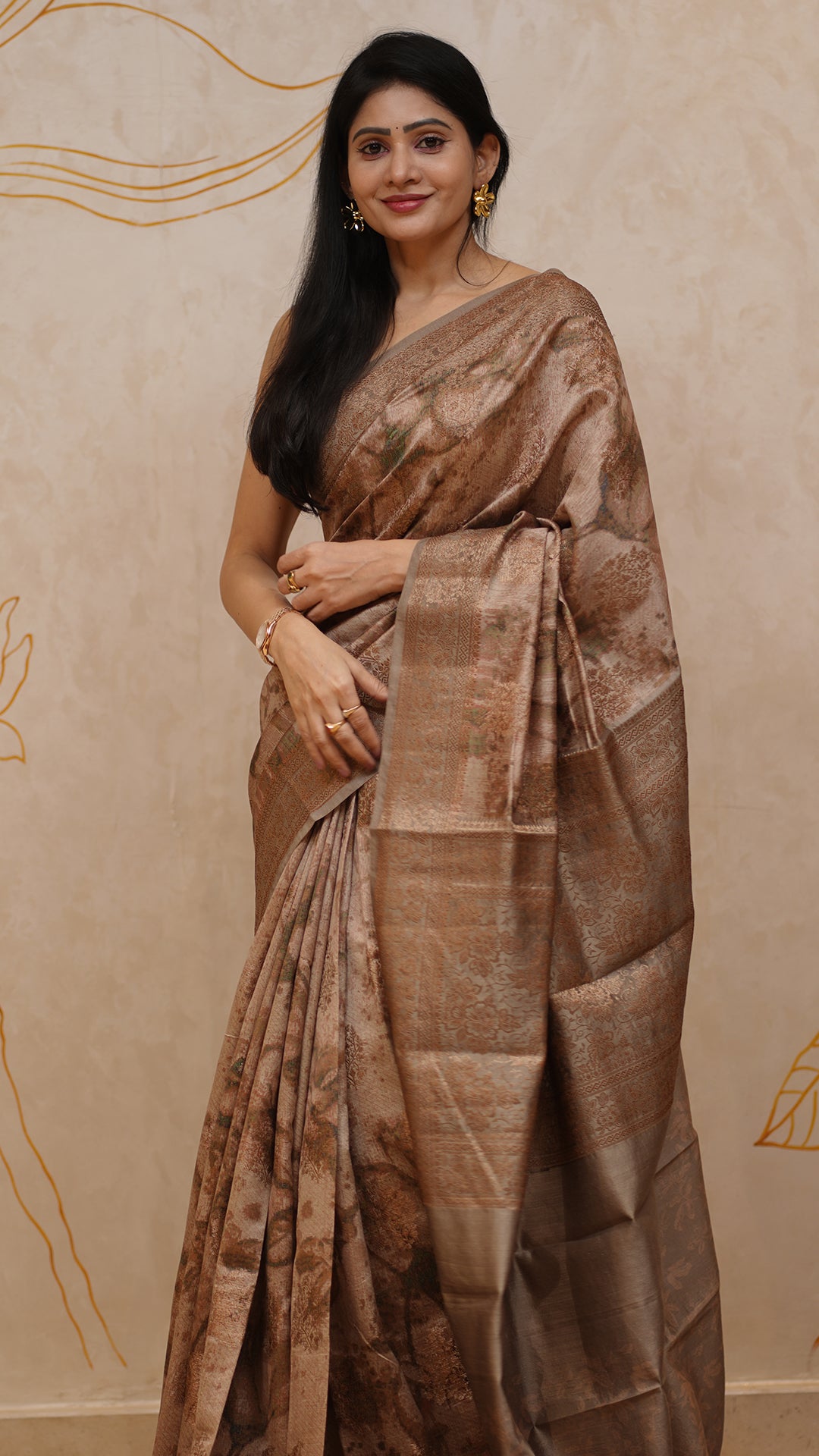 Mauve Jute Silk Saree with Printed Buttis Design