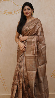 Mauve Jute Silk Saree with Printed Buttis Design