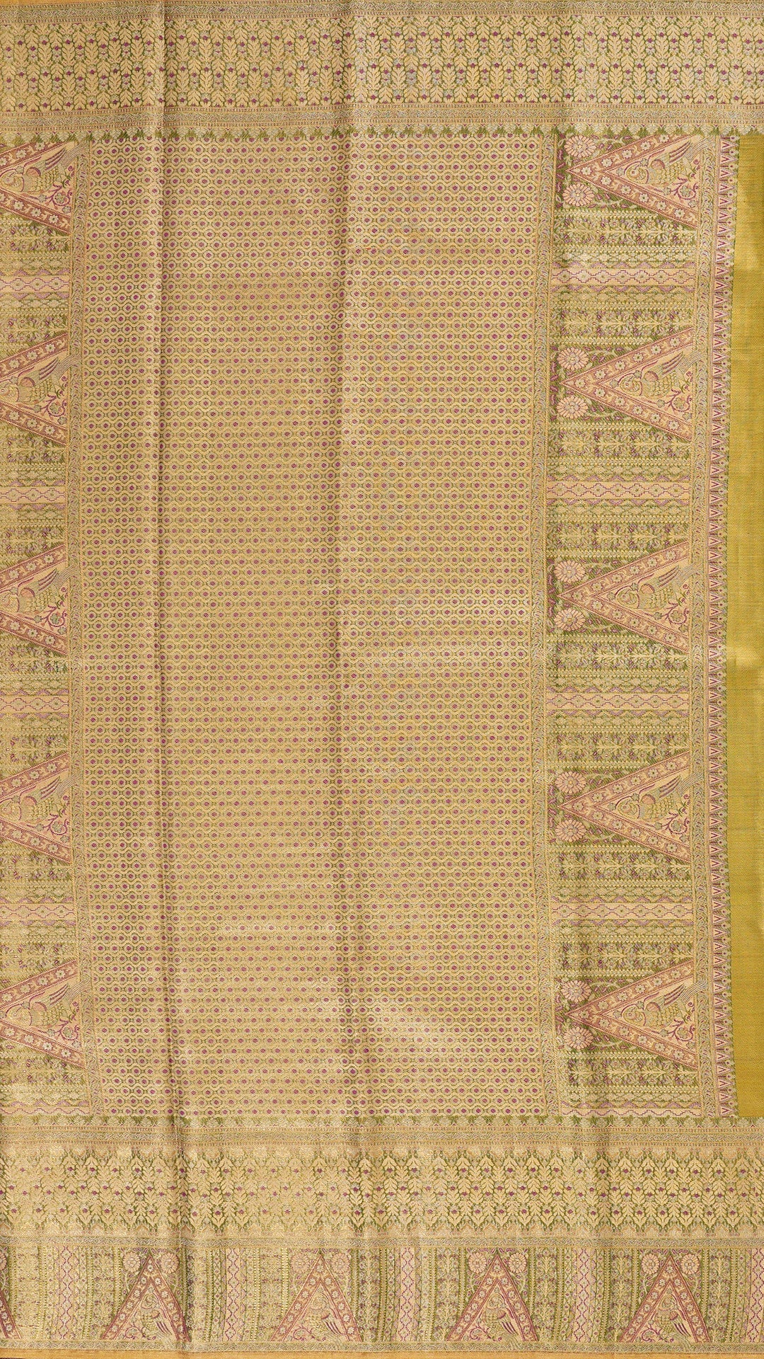 Purple Kanchipuram Saree with Geometric & Floral Design