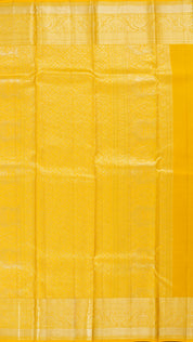 Mustard Yellow Kanchipuram Silk Saree with Zari Border | Traditional Medium Border Saree