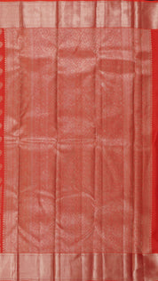 Peach Orange Silk Saree with Silver Butta and Subtle Borders