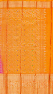 Bright Pink Kanchipuram Saree with Zari Border