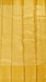 Golden All Over Silver Zari Kanchi Pattu Saree with Self Tissue Border
