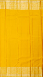 Mustard Yellow Kanchipuram Silk Saree with Zari Border | Traditional Medium Border Saree