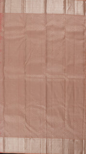 Peach Orange Silk Saree with Silver Butta and Subtle Borders