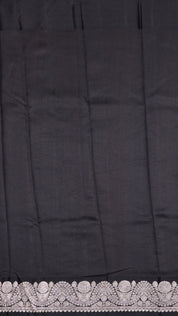 Black Raw Mango Silk Saree with Silver Buttas & Border