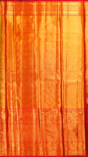 Gold Kanchipattu Silk Saree with Red Zari Border