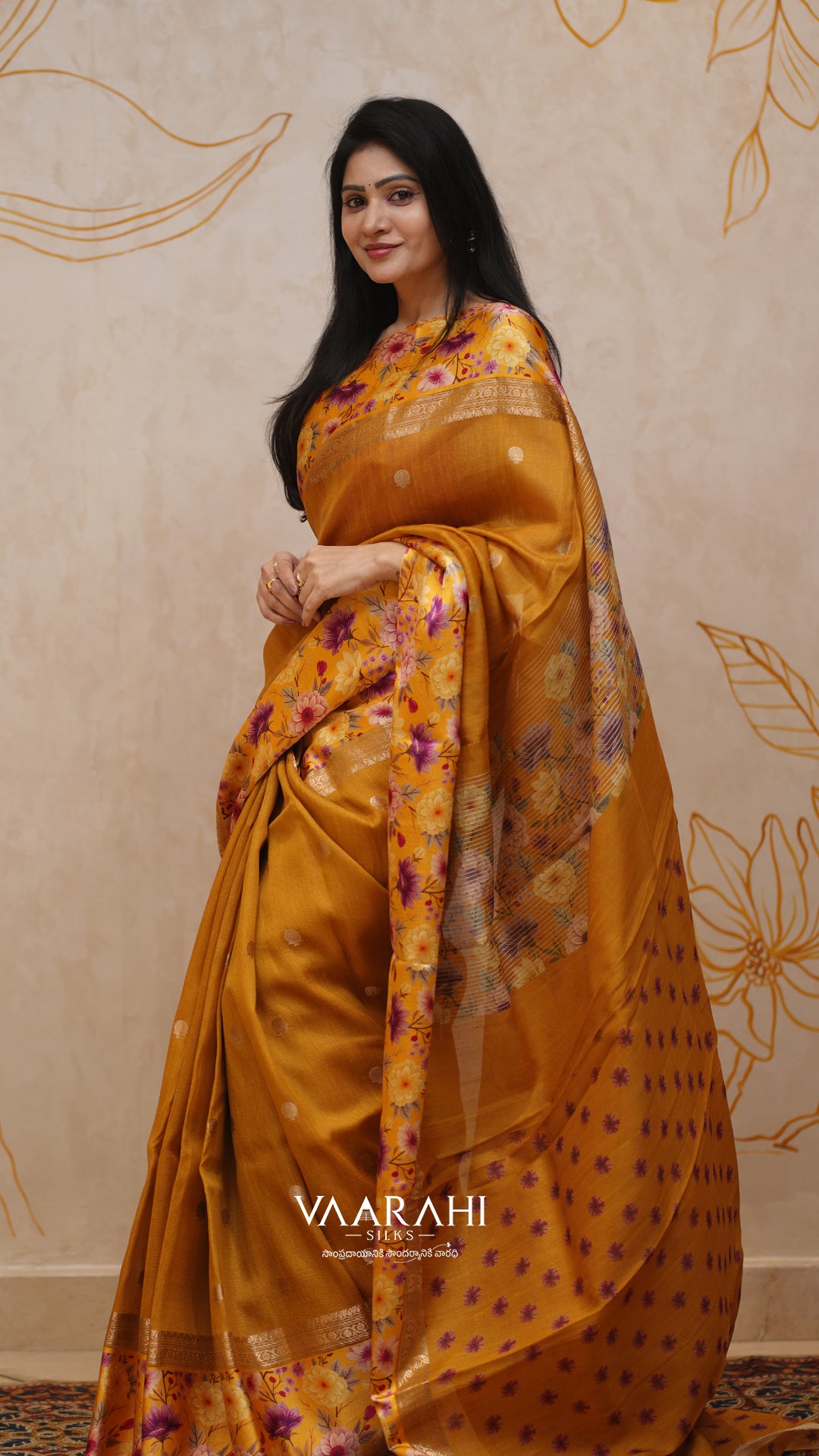Mustard Yellow Banaras Fancy Silk Saree with Buttis