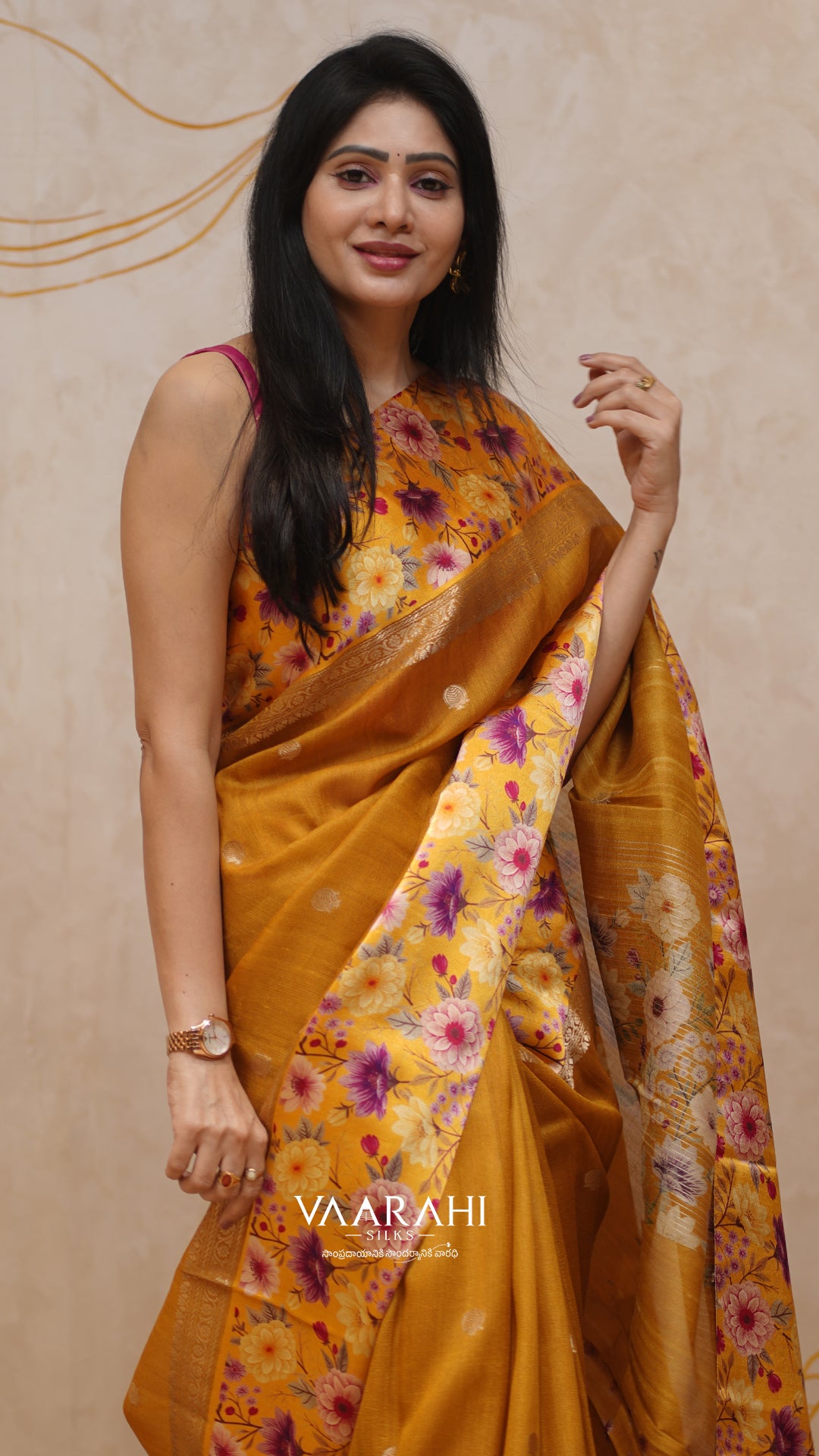 Mustard Yellow Banaras Fancy Silk Saree with Buttis